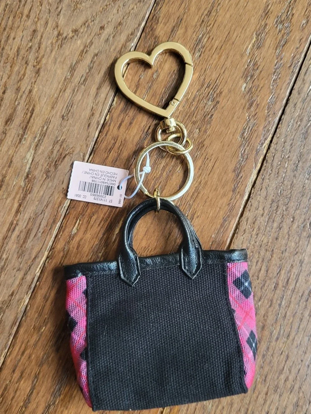 Victoria’s Secret Mini City Tote Keychain Bag Charm Goldtone Hardware
